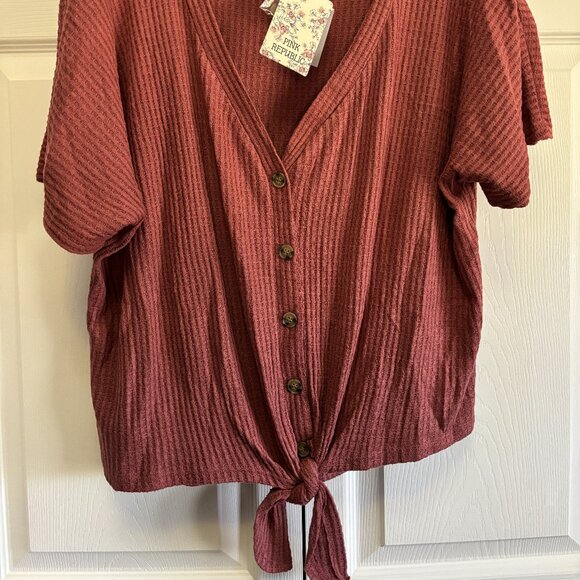 PInk Republic Button Front Tie-Hem Top – Size (XXL) – NWT - Picture 3 of 3